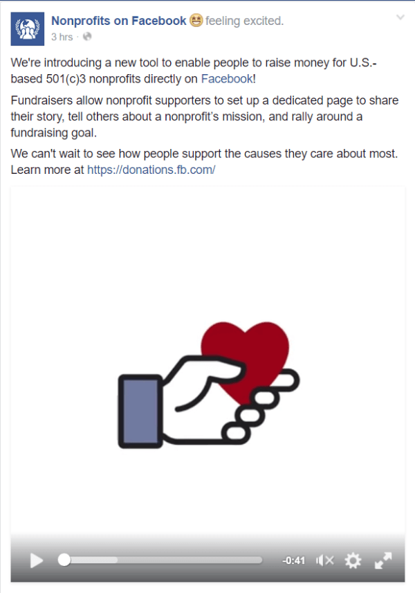 Facebook non-profit fondsenwerving