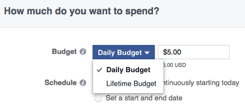budgetopties voor Facebook-advertenties