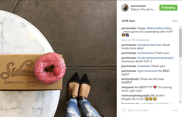 Jasmine Star ontdekte dat haar fans dol zijn op het plaatsen van donuts op Instagram.