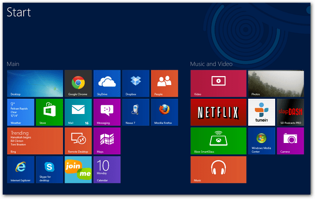 Vier Windows 8-app-rijen