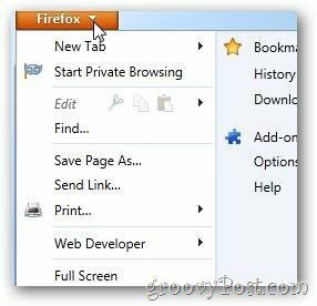 Firefox Arrow open opties