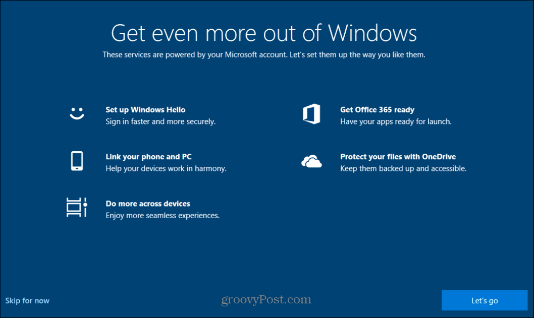 Schakel het welkomstscherm 'Haal nog meer uit Windows uit' in Windows 10 uit