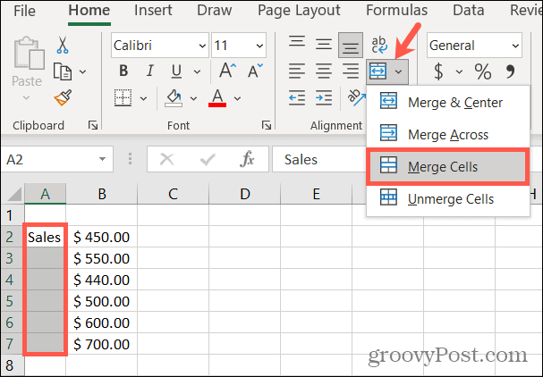 Cellen samenvoegen in Excel om tekst te roteren