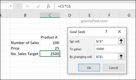 De Excel Goal Seek-tool