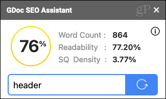 GDoc SEO Assistant aangepaste score