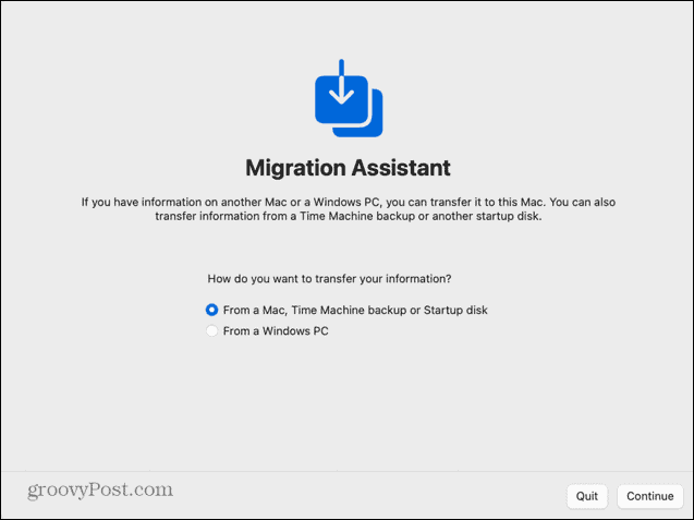 migratie-assistent nieuwe mac