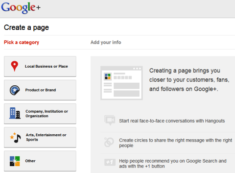 Google+ pagina's - Maak een pagina