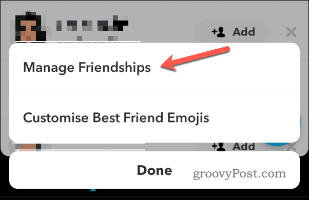 Beheer vriendschappen op Snapchat