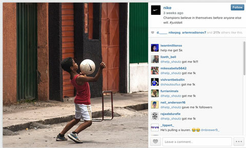 Nike World Cup Instagram-afbeelding met #justdoit hashtag