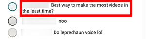 Dit is een screenshot van reacties van kijkers in de chat tijdens Nimmin Live met Nick Nimmin en zijn broer Dee Nimmin. Een kijker stelt de vraag: "De beste manier om in zo min mogelijk tijd zo veel mogelijk video