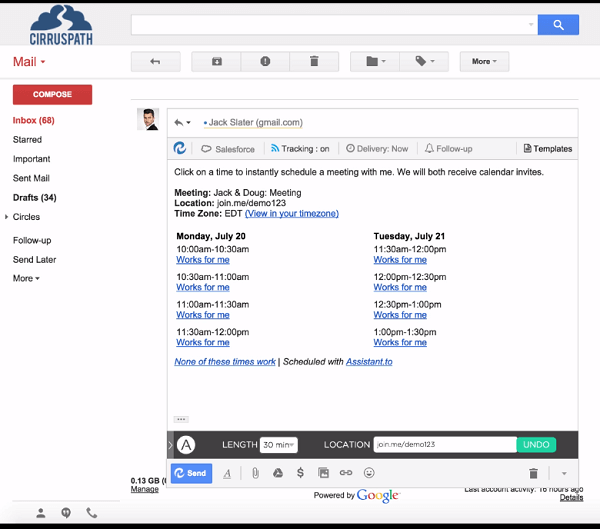 Plan eenvoudig vergaderingen via Gmail met Assistant.to.