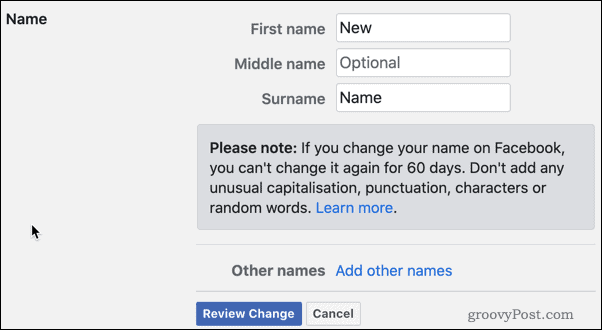 Bekijk de naamswijzigingen van Facebook