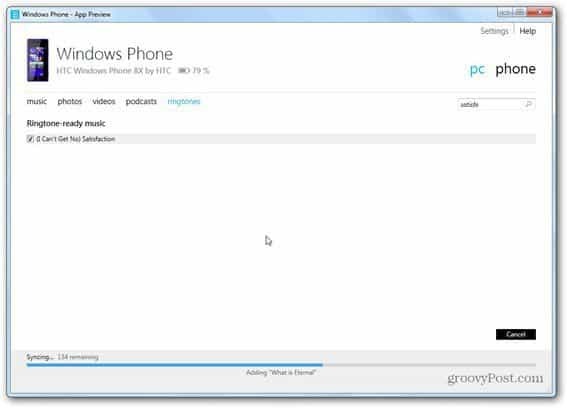 windows phone 8 windows phone app synchroniseert inhoud ringtones