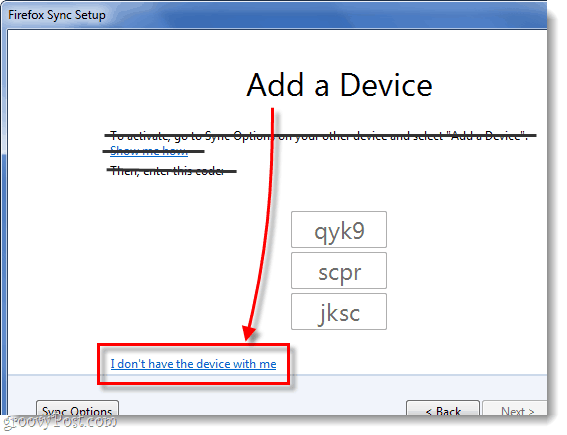 heb geen apparaat bij me, voeg een apparaat toe aan firefox sync