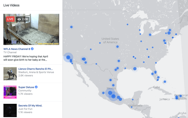 De Facebook Live Map is een interactieve manier voor kijkers om overal ter wereld livestreams te vinden.