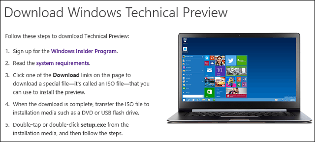 Download technische preview van Windows 10