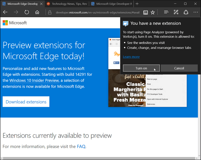 Microsoft Edge-extensie geïnstalleerd