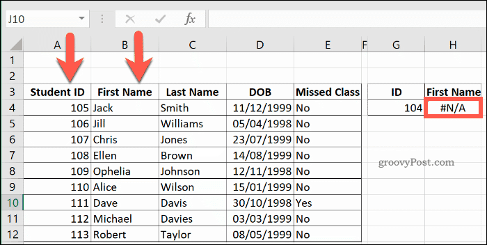 VLOOKUP retourneert een NA-fout in Excel