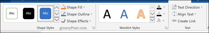 De opmaakhulpmiddelen voor vormen in Word