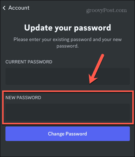 onenigheid nieuw wachtwoord