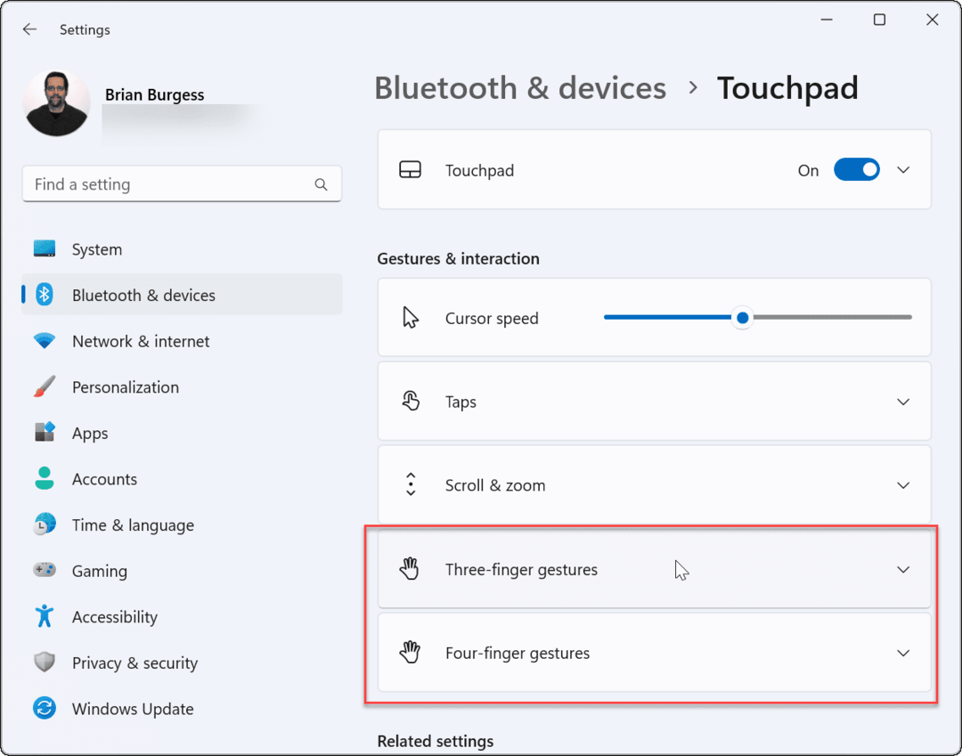 Touchpad-bewegingen aanpassen op Windows 11