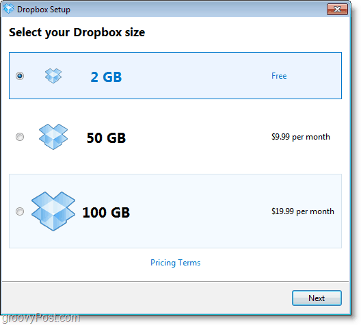 Screenshot van Dropbox - krijg een gratis account van 2 GB