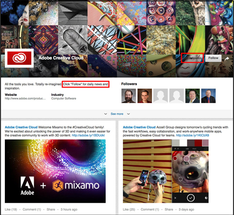 Adobe Creative Cloud Linkedin Showcasepagina