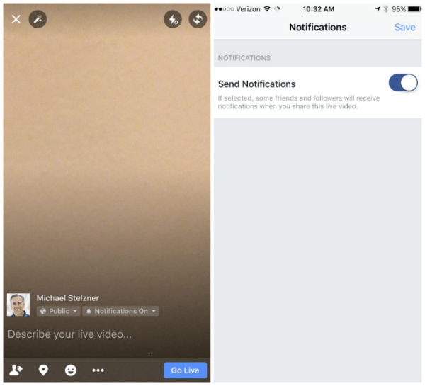 Facebook biedt omroepen nu de mogelijkheid om meldingen naar hun vrienden en volgers te sturen wanneer ze een live video delen.