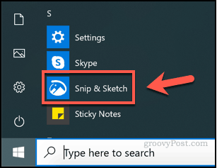 Snip en Sketch starten op Windows
