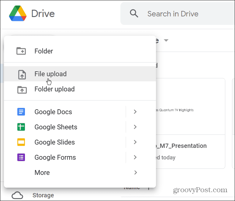 upload PPTX naar Google Drive