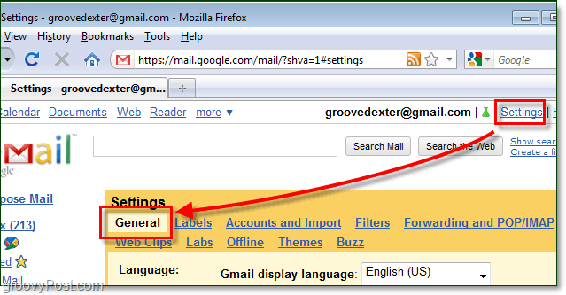 toegang tot Gmail algemene instellingen