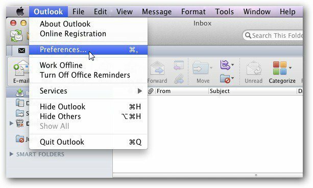 Voorkeuren voor Outlook Mac