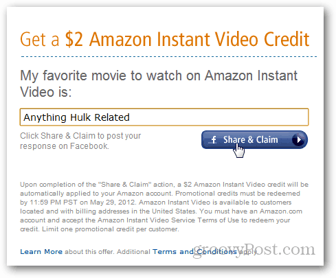 Amazon-videokrediet van $ 2