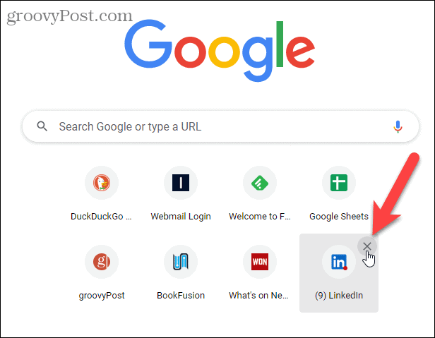 Verwijder de snelkoppeling op de Chrome-pagina 'Nieuw tabblad'