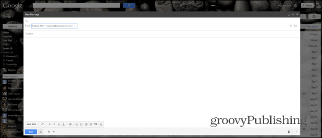 Nieuw Gmail Compose op volledig scherm toegepast