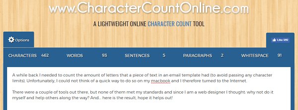 Gebruik CharacterCountOnline.com om tekens, woorden, alinea's en meer te tellen.