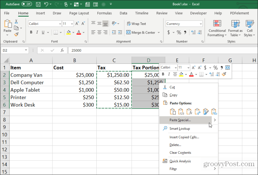 plak speciaal in Excel
