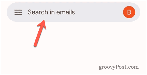 Tik op de zoekbalk in Gmail mobiel