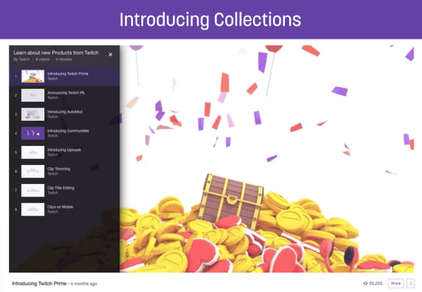 Met de nieuwe functie Collecties kunnen streamers hun beste video's laten zien en promoten op Twitch.