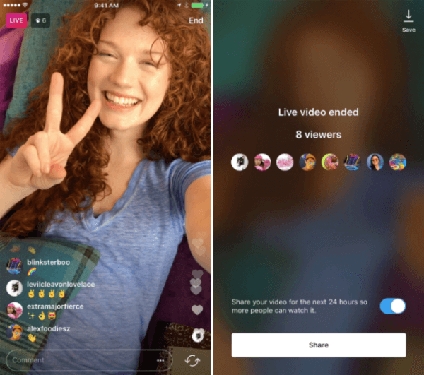 Instagram introduceerde de mogelijkheid om 24 uur lang een live video-herhaling te delen met Instagram Stories.