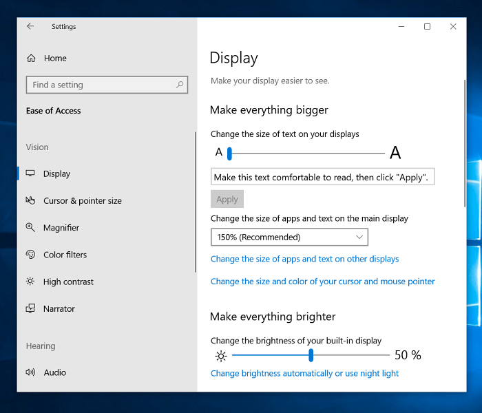 Maak Everythign Bigger Windows 10 Display-instellingen