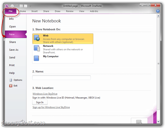 Bewaar Notebook in SkyDrive