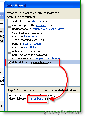 Outlook-regel - Stel de levertijd voor uitstellen in