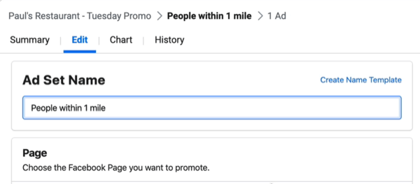 Bewerk het veld Naam advertentieset in Facebook Ads Manager