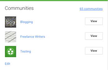google + communities vermeld in een profiel