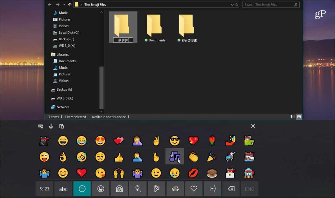 Emoji gebruiken om bestanden en mappen een naam te geven op Windows 10