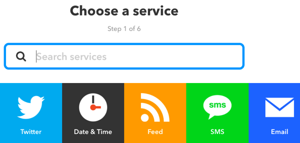 Selecteer een service voor uw IFTTT-applet.