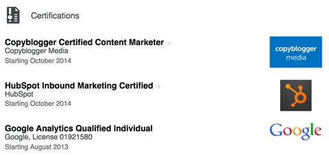 LinkedIn-certificeringen sectie