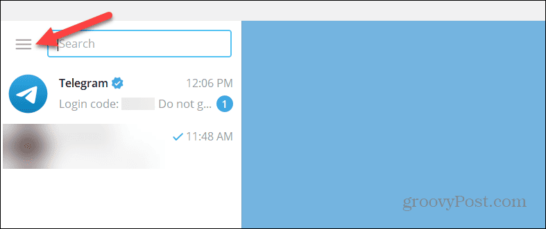 Menuknop in de Telegram-desktopapp