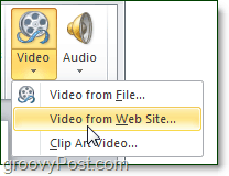 Video van website-optie in PowerPoint 2010